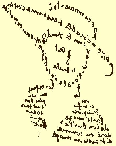 Line drawing of a man from the shoulders up wearing a wide brimmed hat. Lines are made of cursive 法国.     