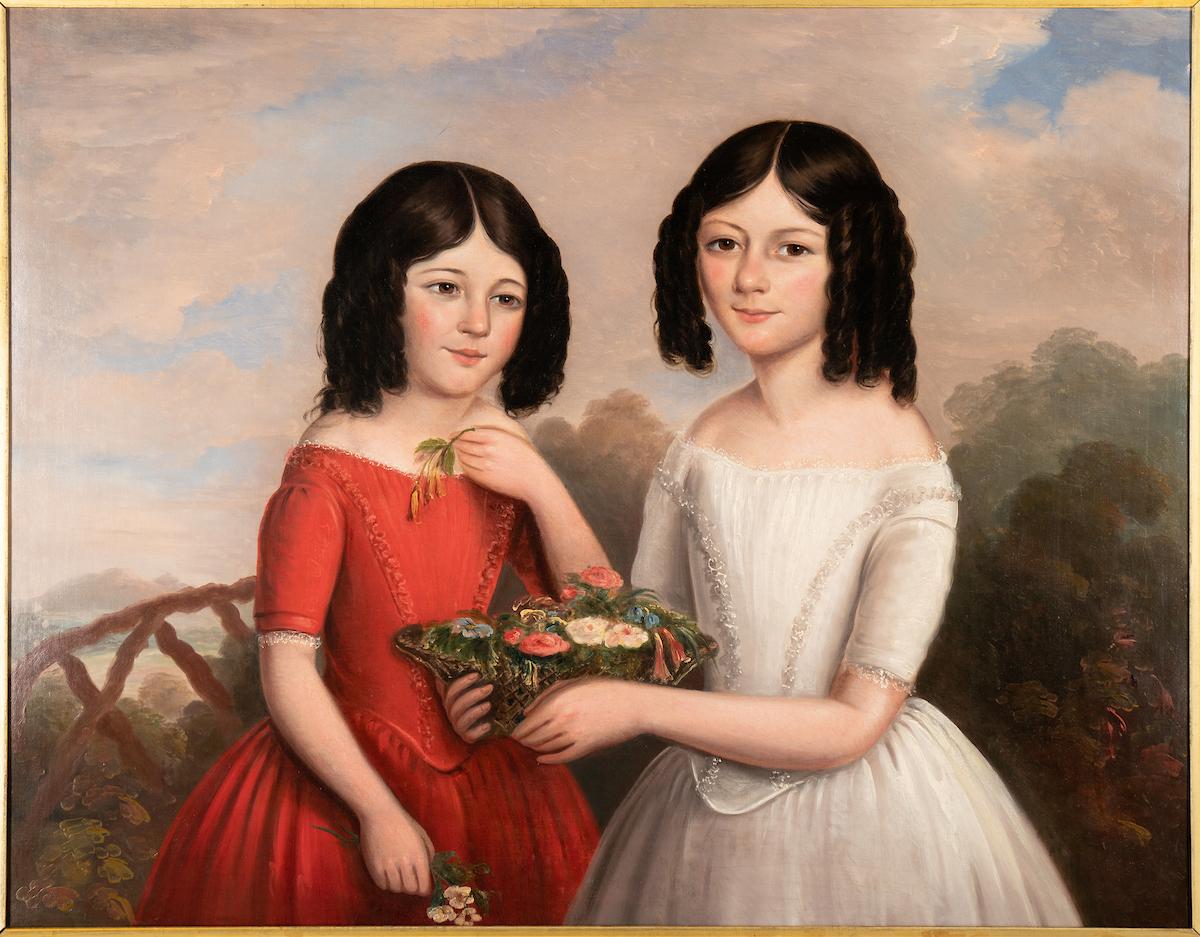 画了两个19世纪左右的女孩